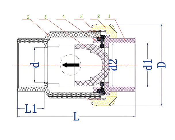 PPH Single Union Ball Check Valve Structure and Principle of Use