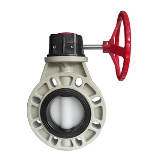 PVDF Disc & PPH Body Worm Gear Type Butterfly Valve